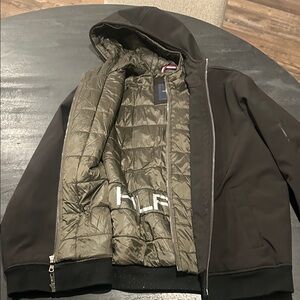 Tommy Hilfiger Men's Black Jacket with Olive Lining